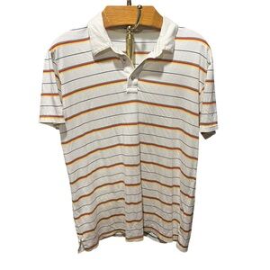 Marine Layer Cream and Orange Striped Polo Shirt Medium